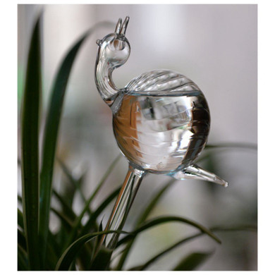 2pcs Snail Shape Hand Blown Clear Glass Self Watering Durable Mini Transparent Plant Watering