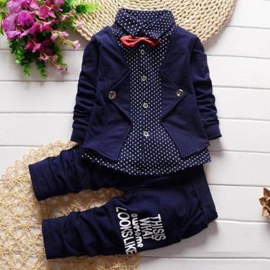 2pcs Set Toddler Baby Boys Kids Shirt Tops+Long Pants Clothes Outfits Gentleman Set Children Clothing