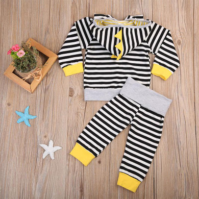 2PCS Set Newborn Baby Striped Clothes 2017 Autumn Long Sleeve Hooded Sweatshirt Tops+Pant Outfit Toddler Kids Clothing Tracksuit