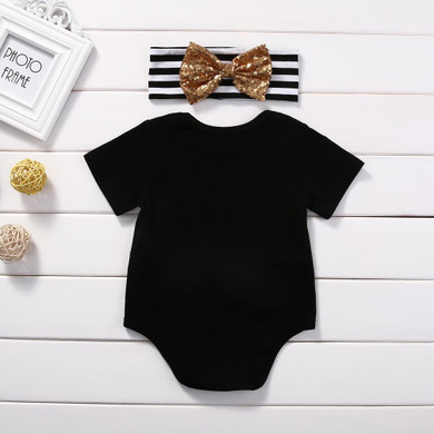 2PCS Set Newborn Baby Girls Clothes 2017 Summer Short Sleeve Baby Romper +Bow Headband Outfit Mommy is the Bestie Bebek Giyim
