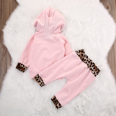 2pcs Newborn Infant Baby Boy Girl Clothes Fashion Toddler Kids Leopard Hoodies Top Pant Bebek Giyim Clothing Set Autumn Suit