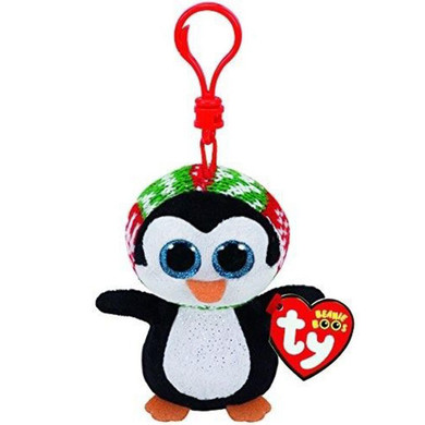 Pyoopeo Ty Beanie Boos 4" 10cm Penelope Penguin Clip Plush Keychain Stuffed Animal Collectible Big Eyes Doll Toy