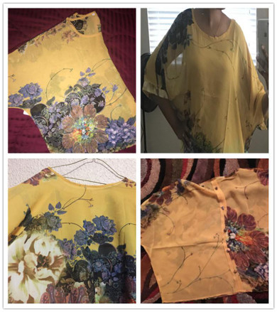 Dotfashion Yellow Casual Blouse Women Random Floral Button Back Summer Tops 2017 Beach Half Sleeve Plus Size Ladies Blouse C3401