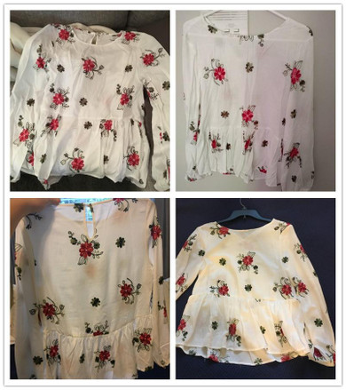 Dotfashion Flower Embroidered Smock Layered Top 2017 Ladies Round Neck Long Sleeve Button Shirt White Ruffle Autumn Blouse