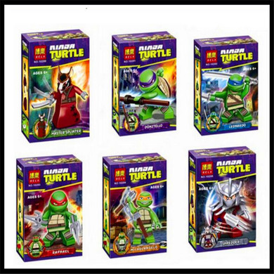 6Pcs/Set Turtle Leonardo Raphael Michelangelo Donatello Model Building Block Toys BELA Brinquedos For Children Compatible Legoe