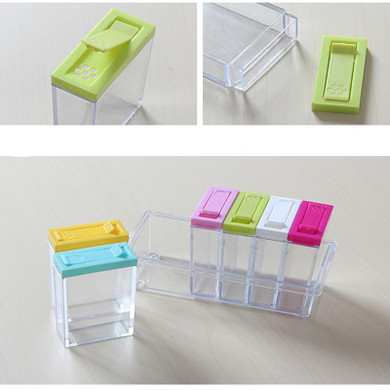 6pcs/set For Spices Storage Box Transparent Spice Jar Set Simple Colorful Lid Seasoning Box Kitchen Tools Salt Condiment Cruet