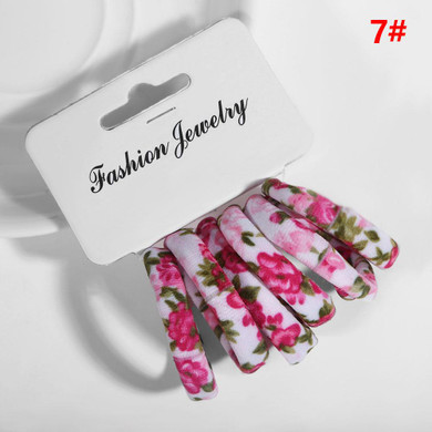 6PCS/Set Cotton Print Kids Hair Ropes High Elastic Hair Bands Fashion Accessories Hair Band Accessories