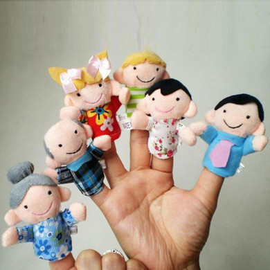 6Pcs/SET Family Finger Puppets Cloth Doll Baby Educational Hand Toy Story Kid WYQ