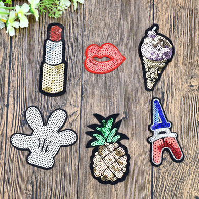 6PCS Fashion Mixed Sequins Patches For Clothing iron on Embroidered Motif Applique sewing on DIY clothes Kids Sewing Accessories