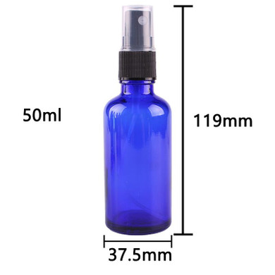 6pcs 50ml Cobalt Blue Glass Spray Bottle w/ Black Fine Mist Sprayer essential oil bottles empty cosmetic containers