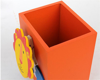 6pc Wooden Pen Holder with Card Holder Message gadget Cute Cartoon Desktop Pencil Holder Kids Table Organizer Pen box Supplies