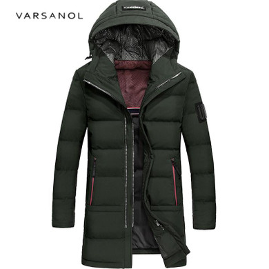 Varsanol Mens Winter White Duck Down Jacket 2017 Hooded Plus Size Thicken Jacket Warm Zipper Outwear Pocket Long Sleeve Clothes