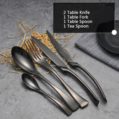 5Pcs/ Black Cutlery Set Stainless Steel Western Food Tableware Sets Fork Steak Knife Dinnerware Set