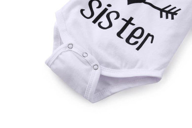 3PCS Set Newborn Baby Clothes Little Sister Print Baby Romper Bodysuit+Striped Pant Headband Outfits Children Clothing Set 0-24M