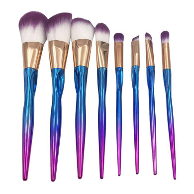 GUJHUI Pro 8pcs Metal Makeup Brushes Set Cosmetic Face Foundation Powder Eyeshadow Blush Lip Plating Make Up Brush Kit Maquiagem