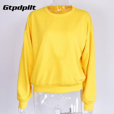 Gtpdpllt 2017 Autumn Women Hoodies Sweatshirt Long Sleeve Pullovers Yellow Casual Top Loose Sweatshirts Women hoodie Tops jumper