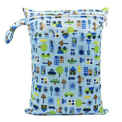 30x40cm Washable Baby Cloth Diaper Bags Nappy Reusable Waterproof Cartoon Print Double Zipper Pockets Wet Dry Bags Wetbags