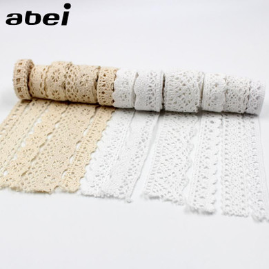 30yards/lot Cotton Material White Cotton Lace Trims Beige Clothing Decorative Ribbon Handmade Patchwork DIY Hometexile Sewing
