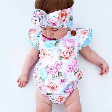 2pcs/Set ! Summer 2017 Cute Infant Baby Girls Floral Sleeveless Romper +Headband Summer Sunsuit Clothes Outfits Set