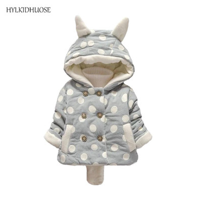 HYLKIDHUOSE Baby Girls Coats Autumn Winter Infant Cotton-Padded Jacket Hooded Cartoon Children Kids Outdoor Thick Outerwear