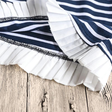 Hurave 2017 New fashion hot girl dress kids clothing striped dress for girl ruched children clothes