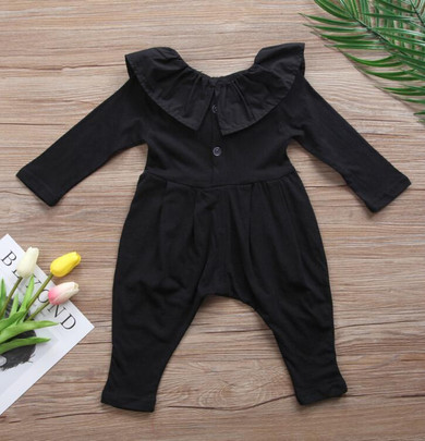 Newborn Infant Baby Girls Clothes Ruffle Collar Long Sleeve Romper Black Cute Clothing Baby Girl Outfits Newborn Infant Baby Girls Clothes Ruffle Collar Long Sleeve Romper Black Cute Clothing Baby Girl Outfits