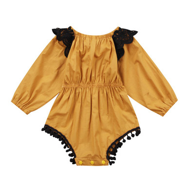 Newborn Infant Baby Girl Romper Floral Lace Tassel Sunsuit Romper Autumn Spring Clothes Outfits