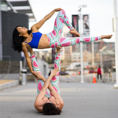 cute pink watermelon legging printed leggings women high waist workout fitness leggings free shipping