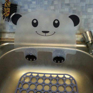 Cute Panda Shape Water Splash Guard Baffle Board Sucker Wash Basin Sink Board Kitchen Gadgets Impermeable Water Baffle Plate