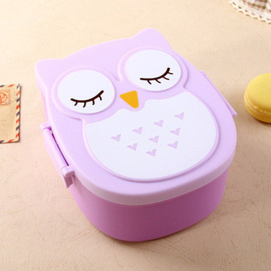 Cute Owl Plastic Lunch Insulation Box Children Students Cartoon Lunch Case Bento Box Portable Picnic Dinnerware Thermal Bag