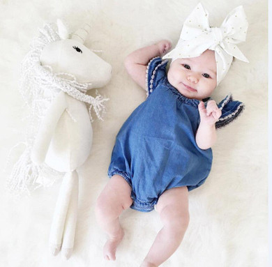 Cute Newborn Baby Girl Lace Romper Clothes Infant Bebes Lace Jumpsuit Denim Rompers Jumpsuit Sunsuit Outfits