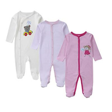 3PCs Newborn Baby Rompers Spring Autumn Long Sleeves Bear Pattern 100% Cotton Baby Boys Clothes Infant Baby Boys Girls Clothing