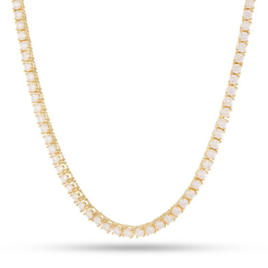 3mm, 14k Gold Single Row CZ Tennis Necklace 3mm, 14k Gold Single Row CZ Tennis Necklace
