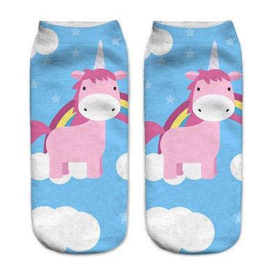 cute harajuku print unicorn cotton socks women girls spring summer korean animal funny sock sweet 3d/art socks,calcetines mujer