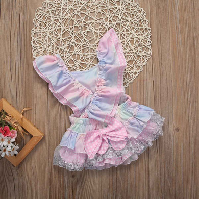 Cute Floral Baby Romper 2017 Ruffles Lace Jumpsuit Newborn Baby Girls Bow Sunsuit Outfits Children Clothes 0-24M