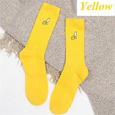 Cute Cartoon Fruit Print Avocado Banana Cherry Peach Girls Kawaii Socks meias Korean Harajuku Embroidery Pile Heap Funny Socks