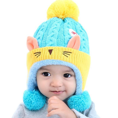 Cute Baby Winter Hat Warm Beanie Cap For Children Boys Girls Animal Cat Ear Kids Crochet Knitted Hat