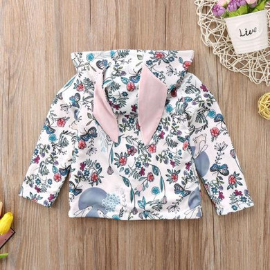 Cute Baby Girls Infant Rabbit Jacket Winter Warm Winter Long Sleeve Hooded Coat Outerwear