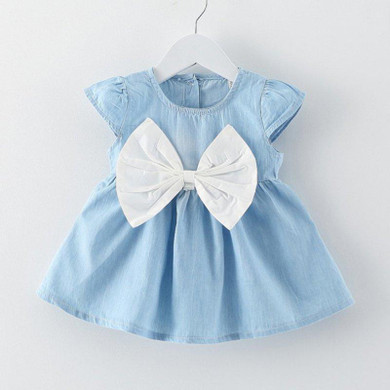 Cute Baby Girl Dress Jeans Children Kids Baby Denim Dresses One Piece Baby Summer Clothing For School Casual Wear Clothes Girl