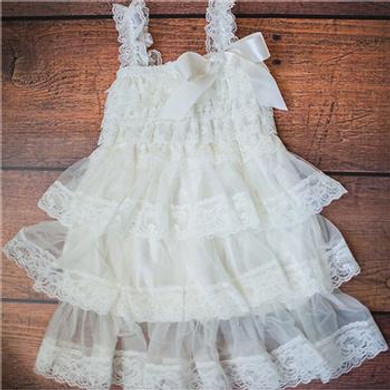 Cute Baby Girl Clothing Pink Flower Girl Dresses Infant Wedding Party Dress Lace Chiffon Dress Toddler Birthday Patry Dress