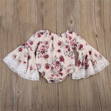 Cute Baby Girl Clothes Newborn Baby Flare Sleeve Tops Floral Romper Jumpsuit Outfit Sunsuit Clothes Summer Casual Clothes 0-24M