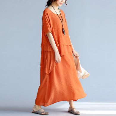 Johnature Women Patchwork Dress Irregular Casual 2017 Summer New Fashion Short Sleeve Loose Brief Pullover Long Dresses