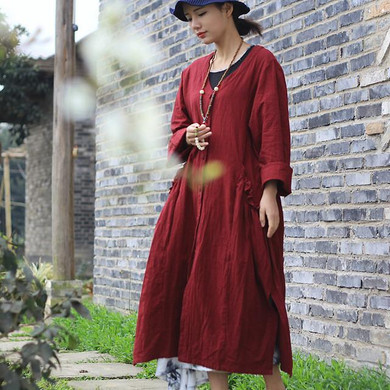 Johnature Women Coats Trench 2017 Autumn New Long Sleeve Button V-Neck Loose Pockets Plus Size Women Clothes Long Trench