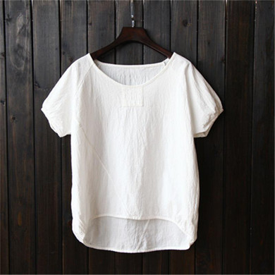 Johnature 2018 Summer New Cotton Loose Solid Color Stitching Loose Short Sleeve T-Shirt Hedging Women T-Shirts Casual
