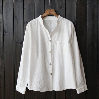 Johnature 2018 Autumn And Summer Theatrical Cotton Shirt Large Size Women Loose Long-Sleeved Shirt Collar Shirt Female