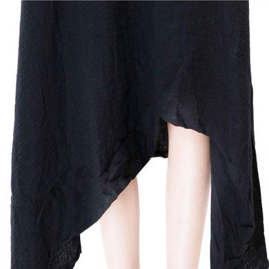 Johnature 2017 Autumn New Women Black Color Casual Dress Robe Long Sleeve V Neck Loose Brief Loose Irregular Long Dress