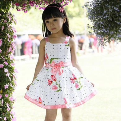 Infant baby Dress brand design sleeveless Print Bow Dress summer girls baby clothing cool cotton party princess dresses