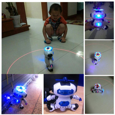 360 Rotating Space Dancing Robot Musical Walk Lighten Electronic Toy Robot Christmas Birthday Gift Toy for Children Kids