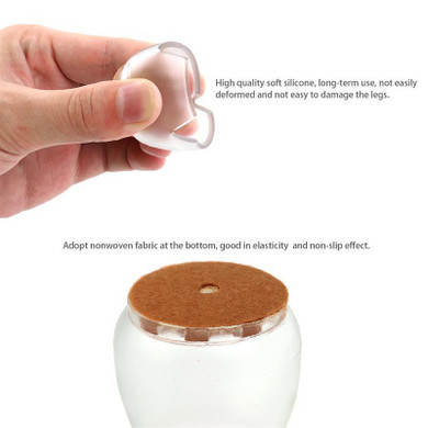 32pcs 25-29MM Round Legs Silicone Chair Leg Caps Feet Pads Furniture Table Covers Floor Protectors (Transparent+Brown)