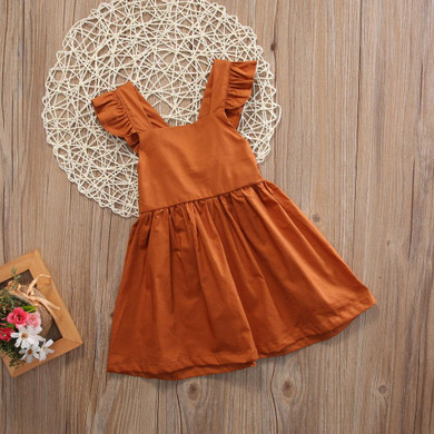 Baby Kids Girls Infant Princess Clothes Dresses Bowknot Sleeveless Cotton Ruffled Clothing Dress Sundress Girl